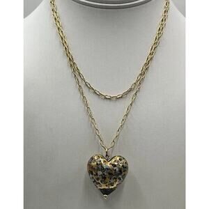 Dyadema Handcrafted Murano Venetian Glass Bronze Gold Foil‎ Heart Necklace